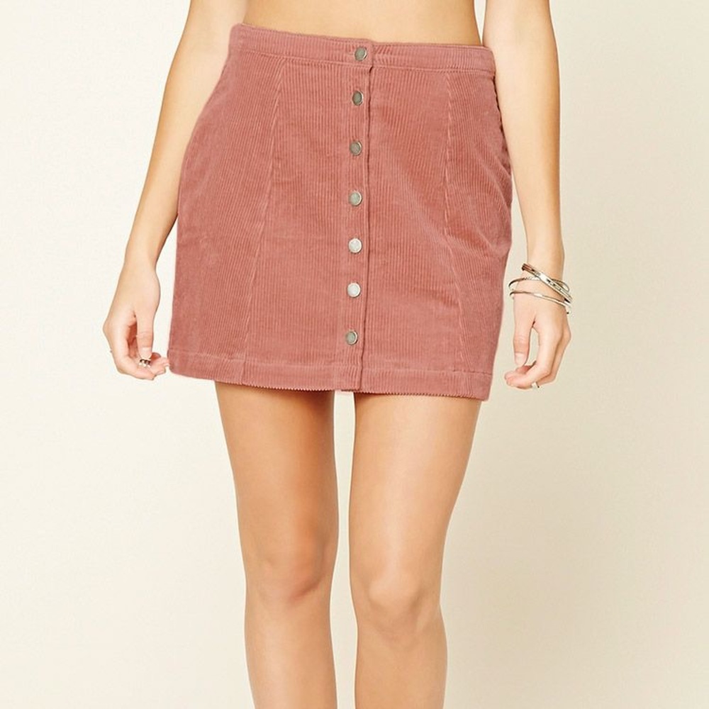 Corduroy Button Down Mini Skirt